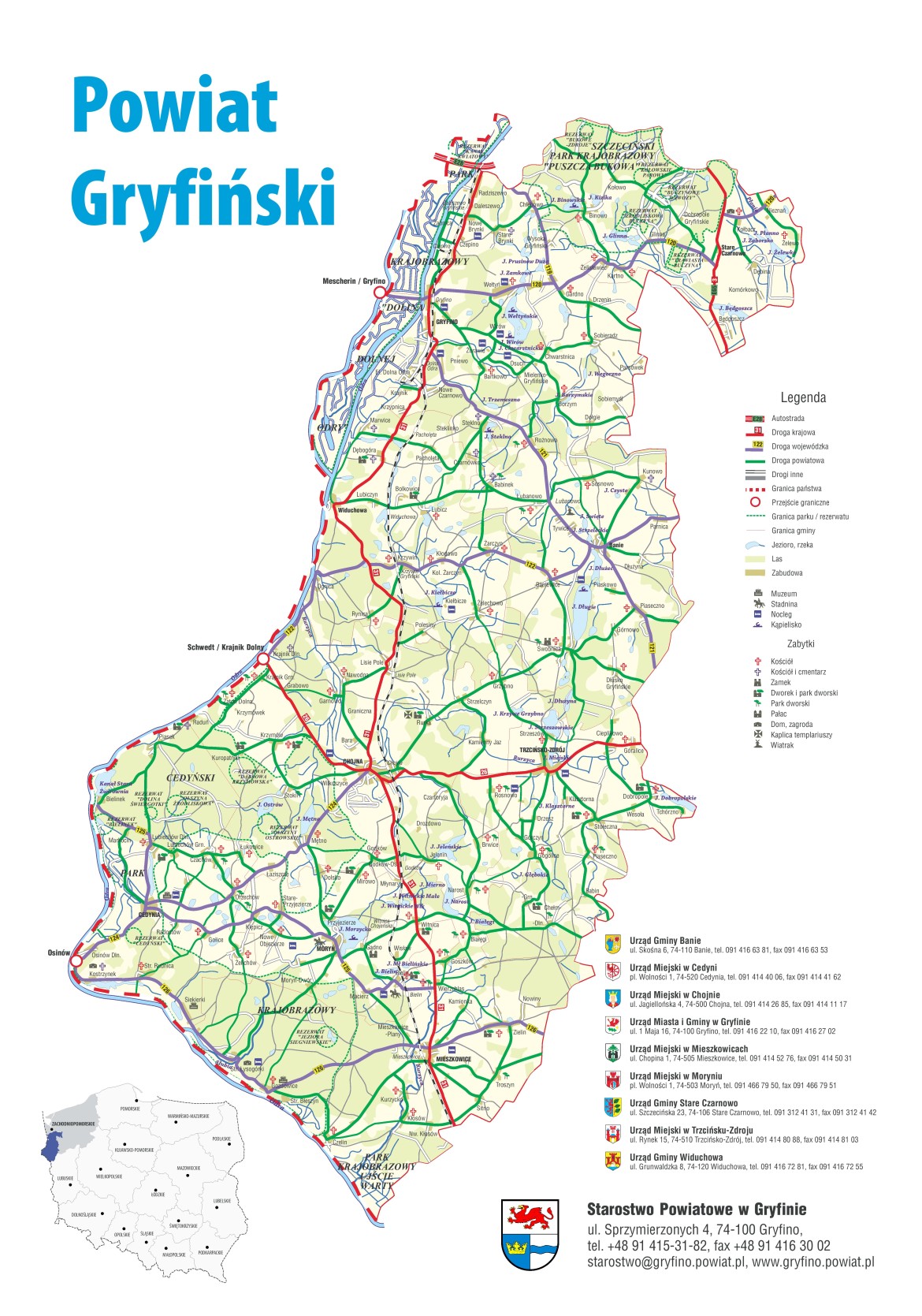Mapa Powiatu Gryfińskiego